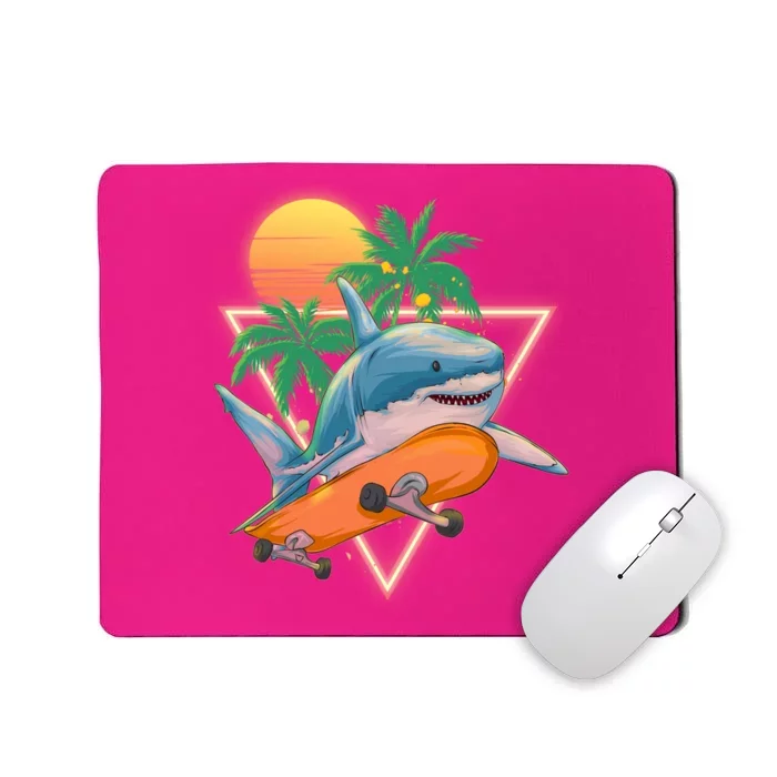 Retro Eighties 80's Skateboarding Shark Mousepad