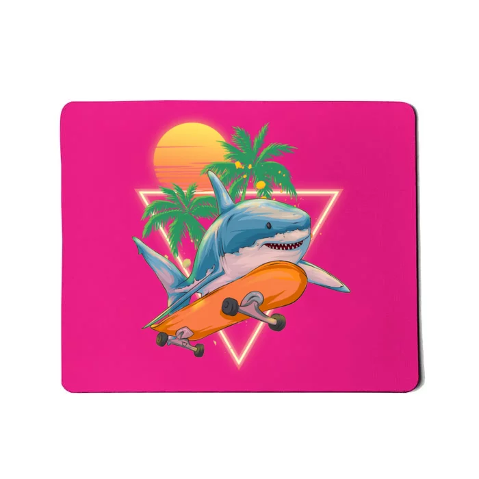 Retro Eighties 80's Skateboarding Shark Mousepad