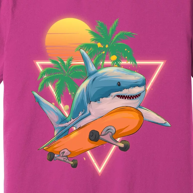 Retro Eighties 80's Skateboarding Shark Premium T-Shirt