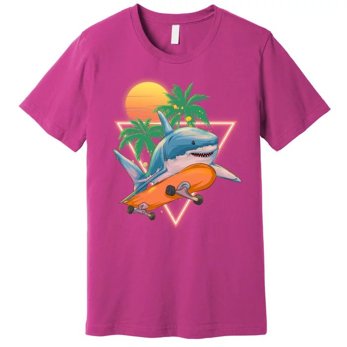 Retro Eighties 80's Skateboarding Shark Premium T-Shirt