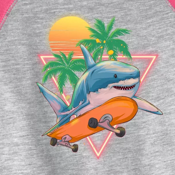 Retro Eighties 80's Skateboarding Shark Toddler Fine Jersey T-Shirt