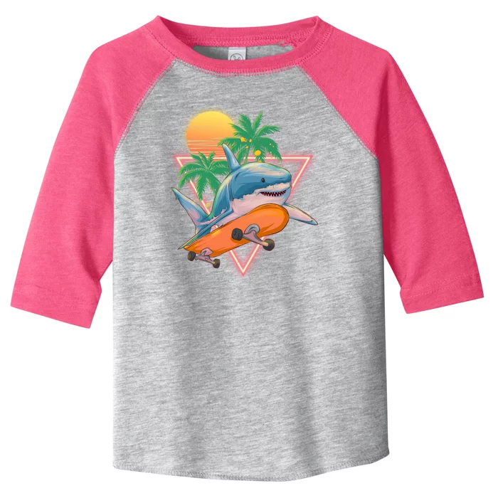 Retro Eighties 80's Skateboarding Shark Toddler Fine Jersey T-Shirt