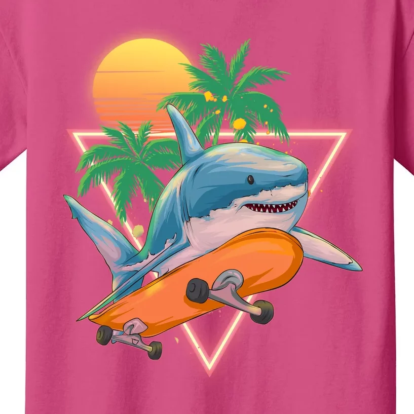 Retro Eighties 80's Skateboarding Shark Kids T-Shirt