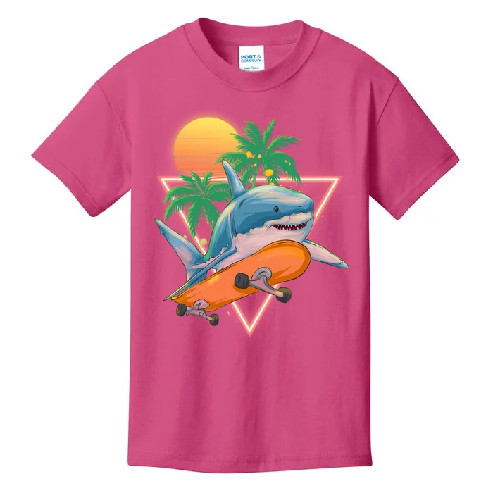 Retro Eighties 80's Skateboarding Shark Kids T-Shirt