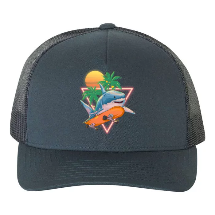 Retro Eighties 80's Skateboarding Shark Yupoong Adult 5-Panel Trucker Hat