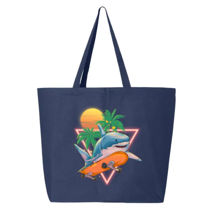 Retro Eighties 80's Skateboarding Shark 25L Jumbo Tote