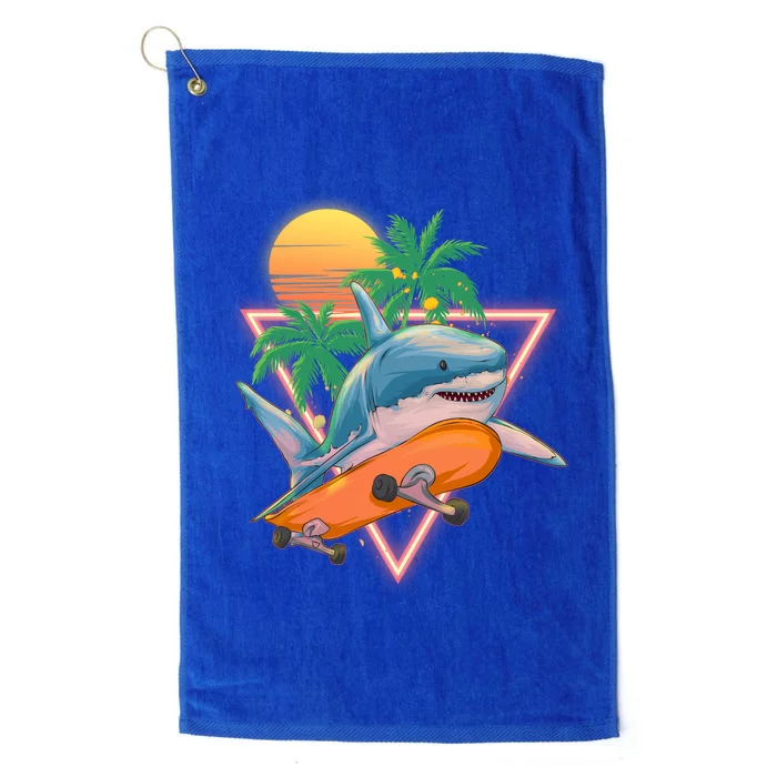 Retro Eighties 80's Skateboarding Shark Platinum Collection Golf Towel