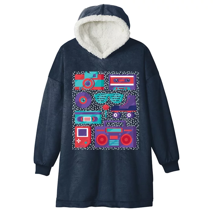 Retro Elements 90s Hooded Wearable Blanket