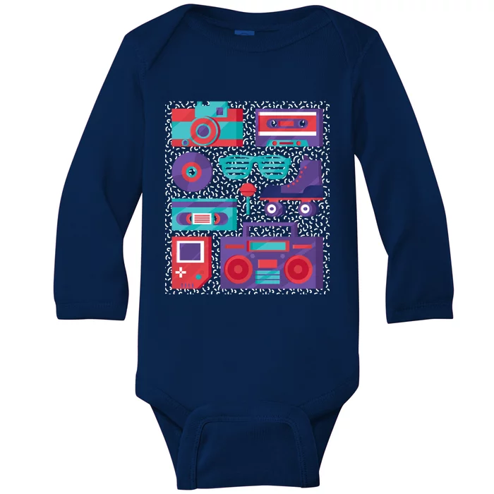 Retro Elements 90s Baby Long Sleeve Bodysuit