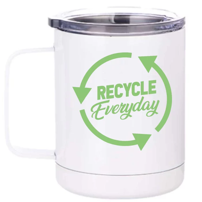 Recycle Everyday Against Global Warming Green Recycling Front & Back 12oz Stainless Steel Tumbler Cup