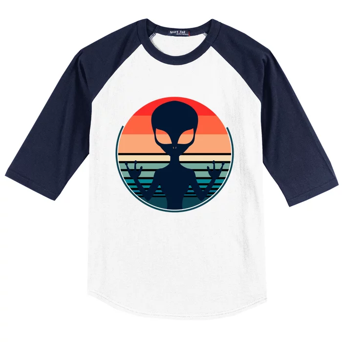 Retro Extraterrestrial Alien Gift Baseball Sleeve Shirt