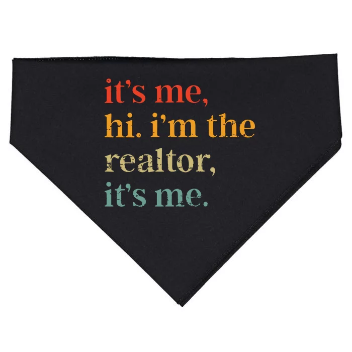 Real Estate Agent Retro Its Me Hi Im The Realtor Its Me USA-Made Doggie Bandana