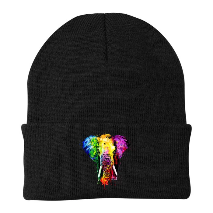 Rainbow Elephant Art Cute Gift Knit Cap Winter Beanie