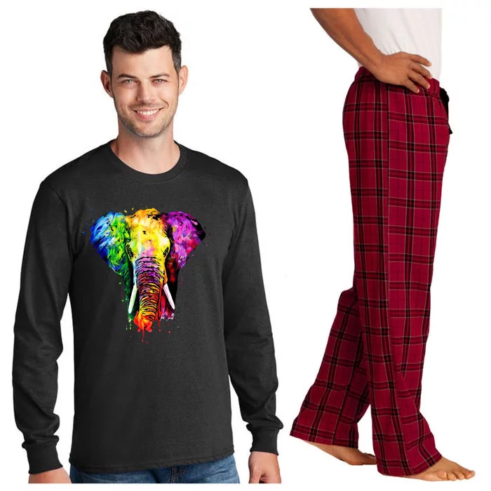 Rainbow Elephant Art Cute Gift Long Sleeve Pajama Set