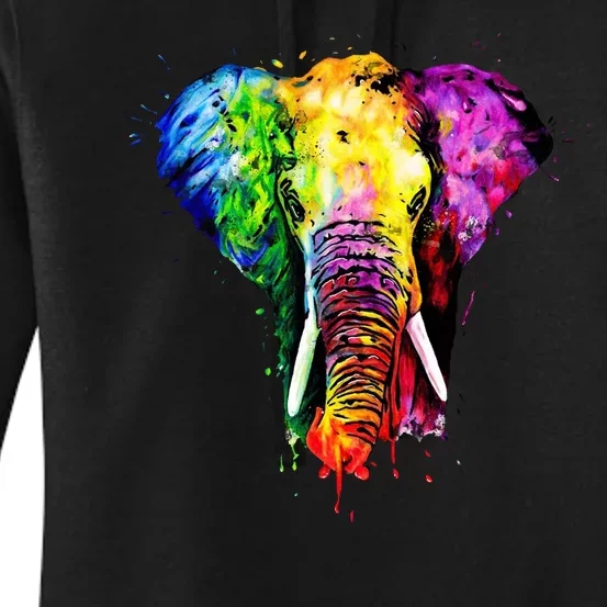 Rainbow Elephant Art Cute Gift Women's Pullover Hoodie