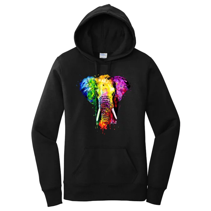 Rainbow Elephant Art Cute Gift Women's Pullover Hoodie