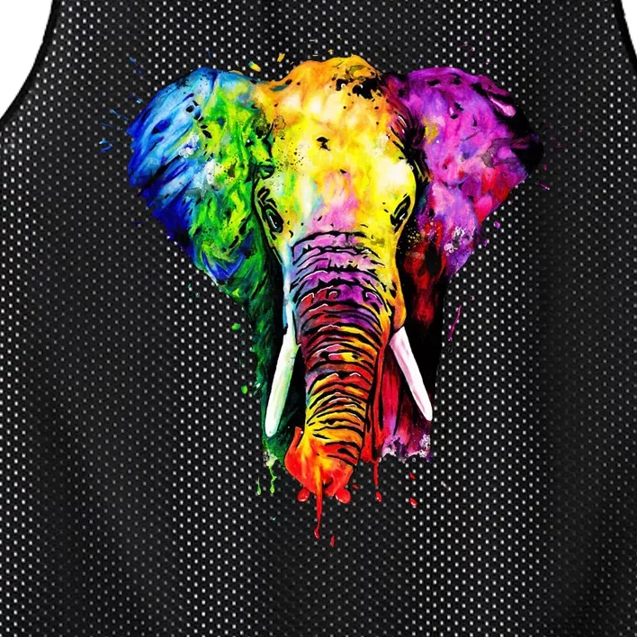 Rainbow Elephant Art Cute Gift Mesh Reversible Basketball Jersey Tank