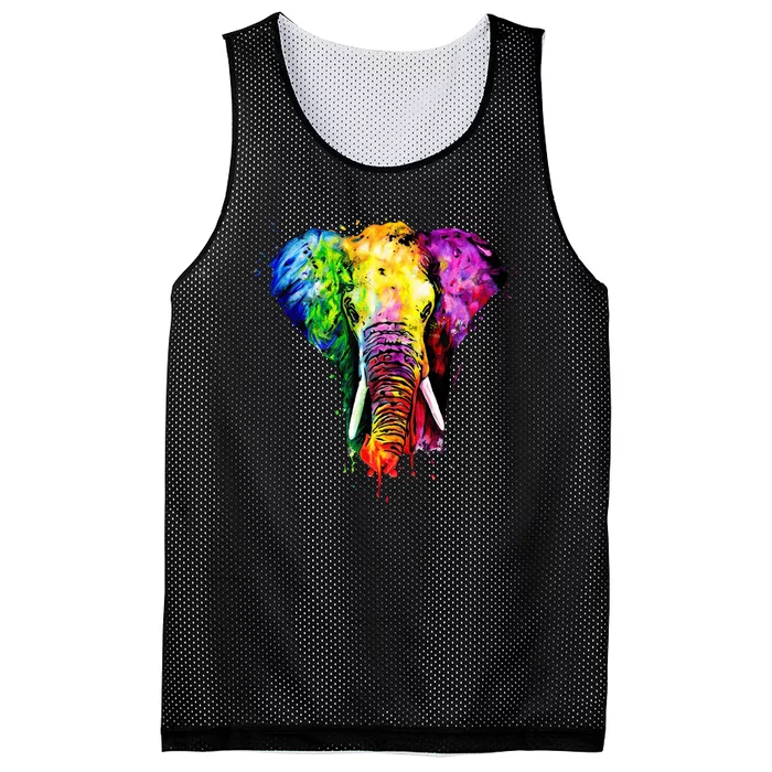 Rainbow Elephant Art Cute Gift Mesh Reversible Basketball Jersey Tank