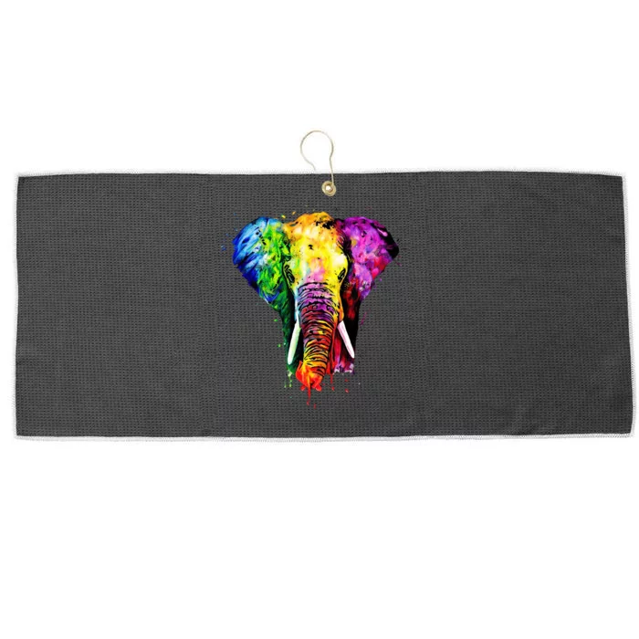 Rainbow Elephant Art Cute Gift Large Microfiber Waffle Golf Towel