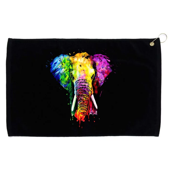 Rainbow Elephant Art Cute Gift Grommeted Golf Towel