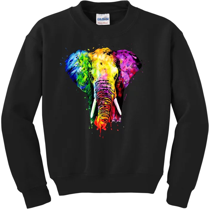 Rainbow Elephant Art Cute Gift Kids Sweatshirt