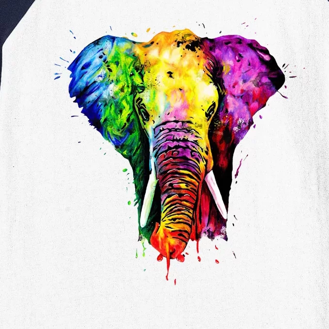 Rainbow Elephant Art Cute Gift Baseball Sleeve Shirt