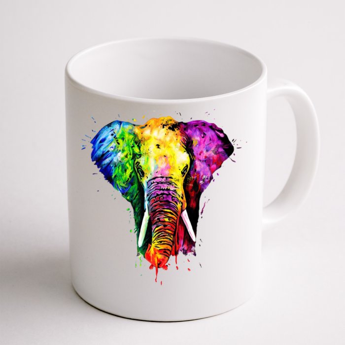 Rainbow Elephant Art Cute Gift Front & Back Coffee Mug