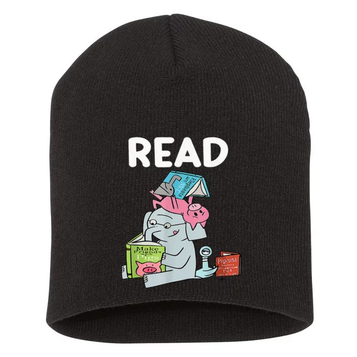 Reading Elephant And Book Lovers Friendship Short Acrylic Beanie