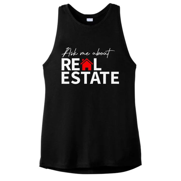 Real Estate Agent Funny Realtors Ask Me About Real Estate Ladies Tri-Blend Wicking Tank