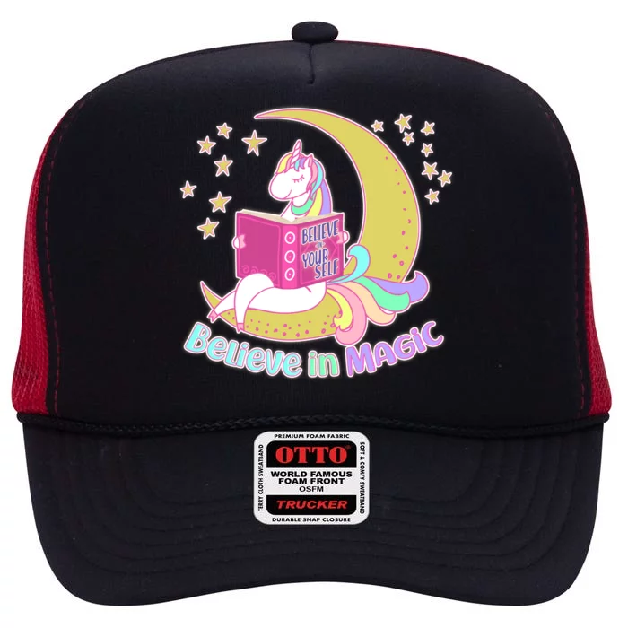 Reading Unicorn Believe In Yourself & Magic High Crown Mesh Trucker Hat