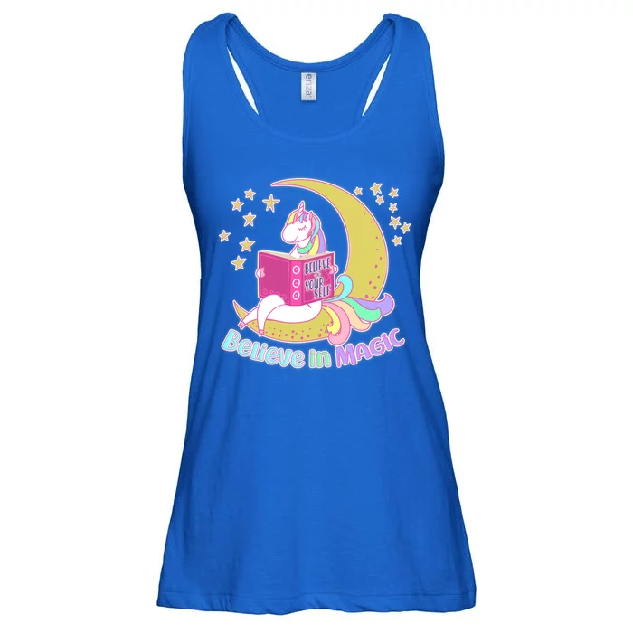 Reading Unicorn Believe In Yourself & Magic Ladies Essential Flowy Tank