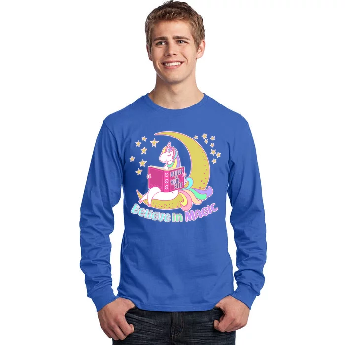 Reading Unicorn Believe In Yourself & Magic Tall Long Sleeve T-Shirt