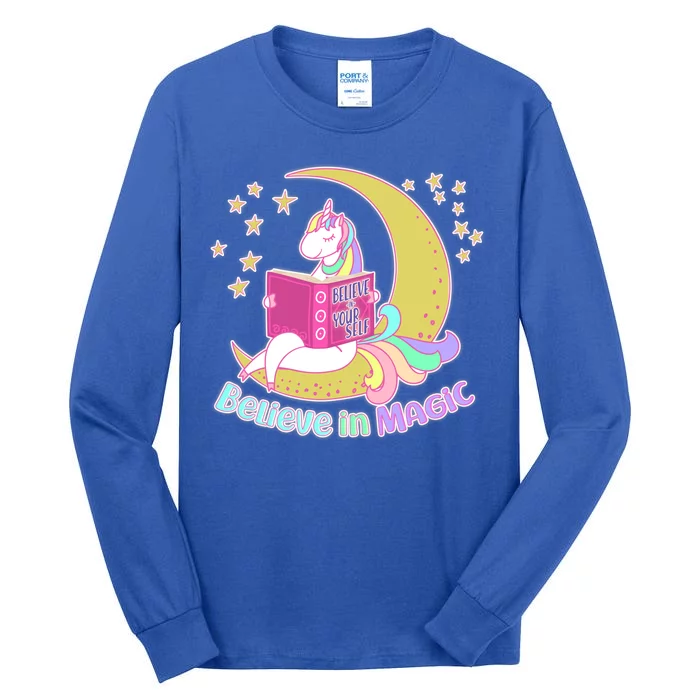 Reading Unicorn Believe In Yourself & Magic Tall Long Sleeve T-Shirt