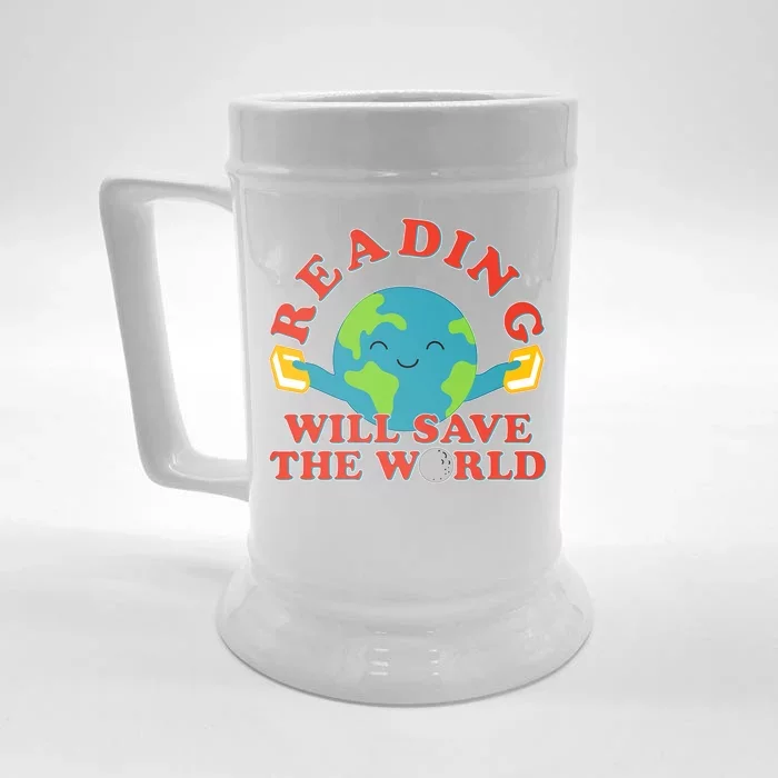 Reading Will Save The World Front & Back Beer Stein