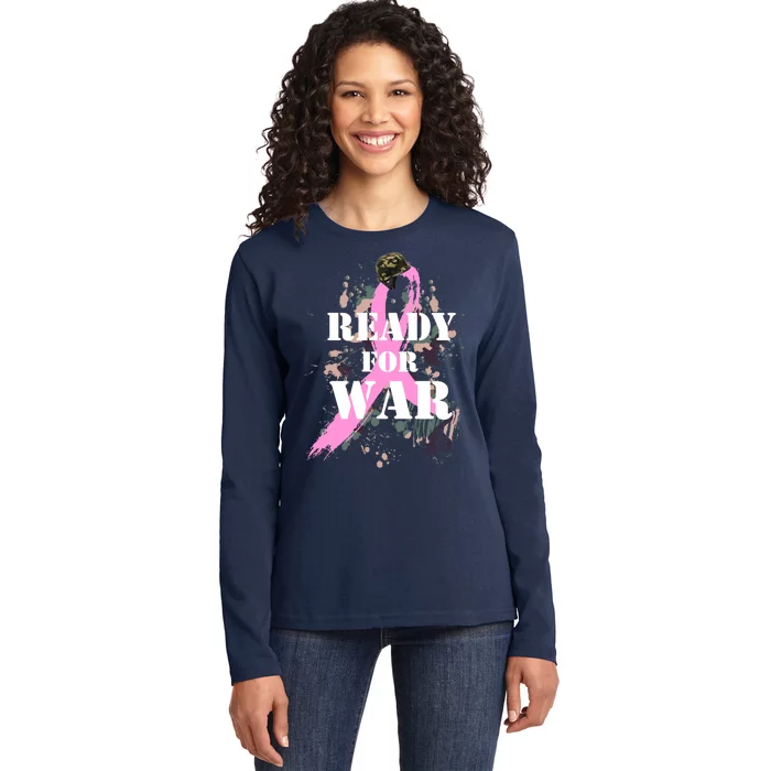 Ready For War Breast Cancer Ladies Long Sleeve Shirt