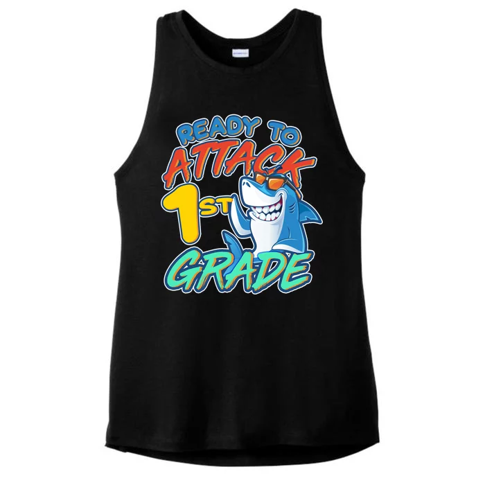 Ready To Attack 1st Grade Shark Ladies Tri-Blend Wicking Tank