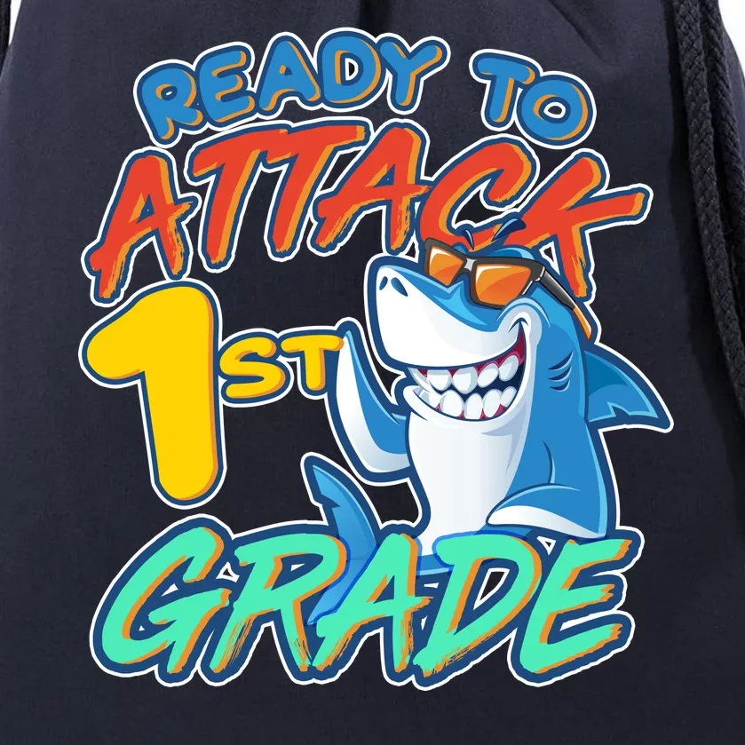 Ready To Attack 1st Grade Shark Drawstring Bag