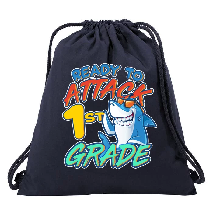 Ready To Attack 1st Grade Shark Drawstring Bag