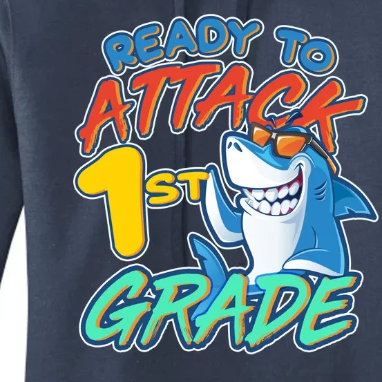 Ready To Attack 1st Grade Shark Women's Pullover Hoodie