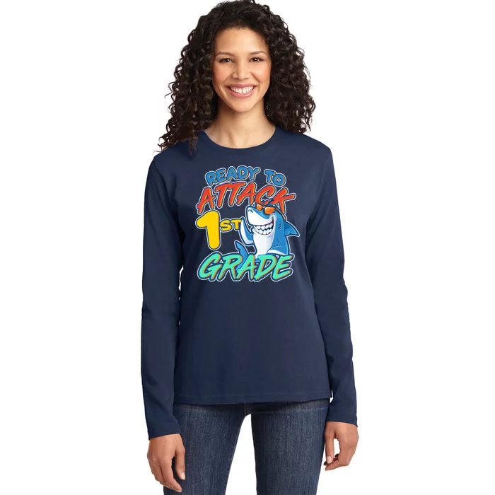 Ready To Attack 1st Grade Shark Ladies Long Sleeve Shirt