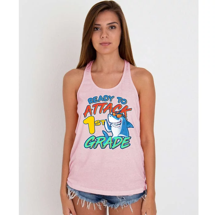 Ready To Attack 1st Grade Shark Women's Knotted Racerback Tank