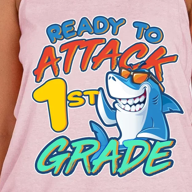 Ready To Attack 1st Grade Shark Women's Knotted Racerback Tank