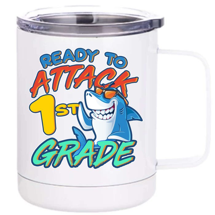 Ready To Attack 1st Grade Shark Front & Back 12oz Stainless Steel Tumbler Cup