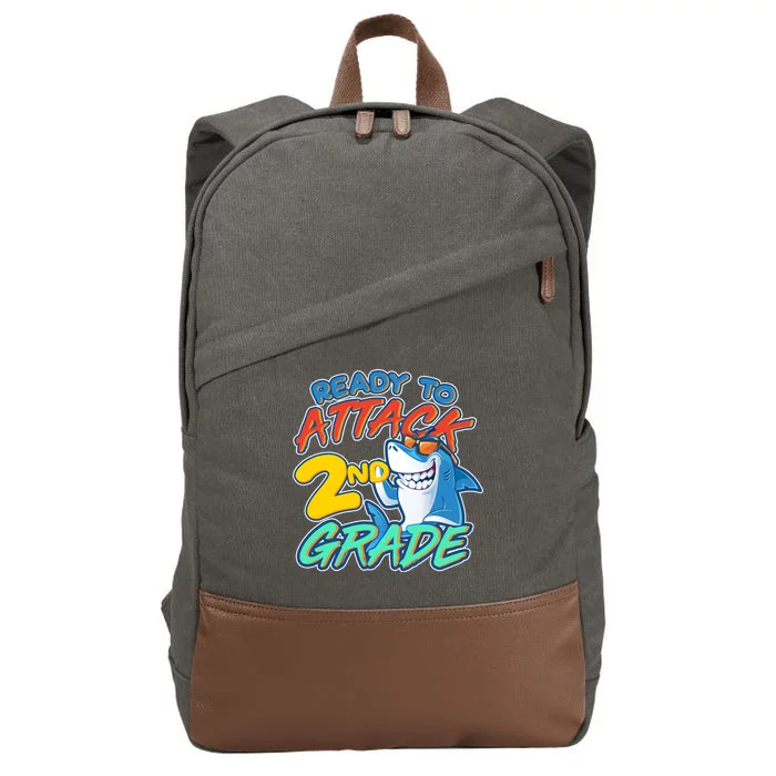 Ready to Attack 2nd Grade Shark Cotton Canvas Backpack