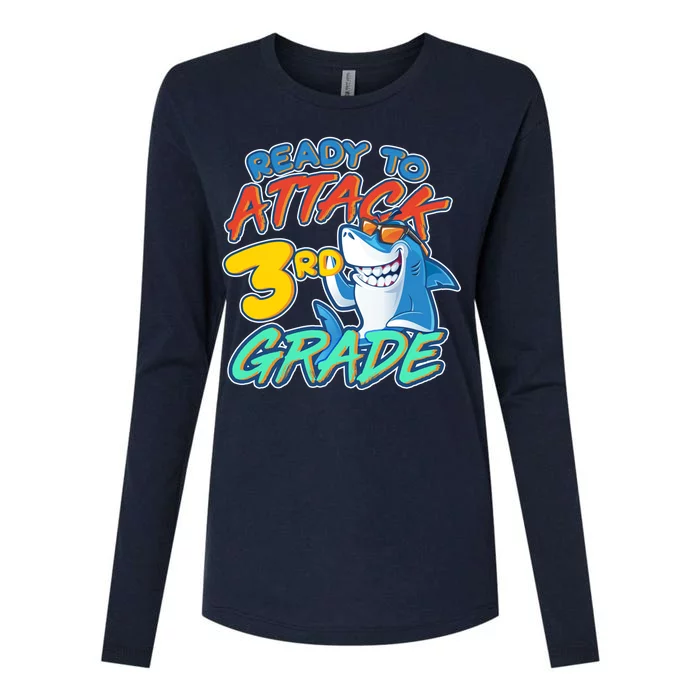 Ready To Attack 3rd Grade Shark Womens Cotton Relaxed Long Sleeve T-Shirt