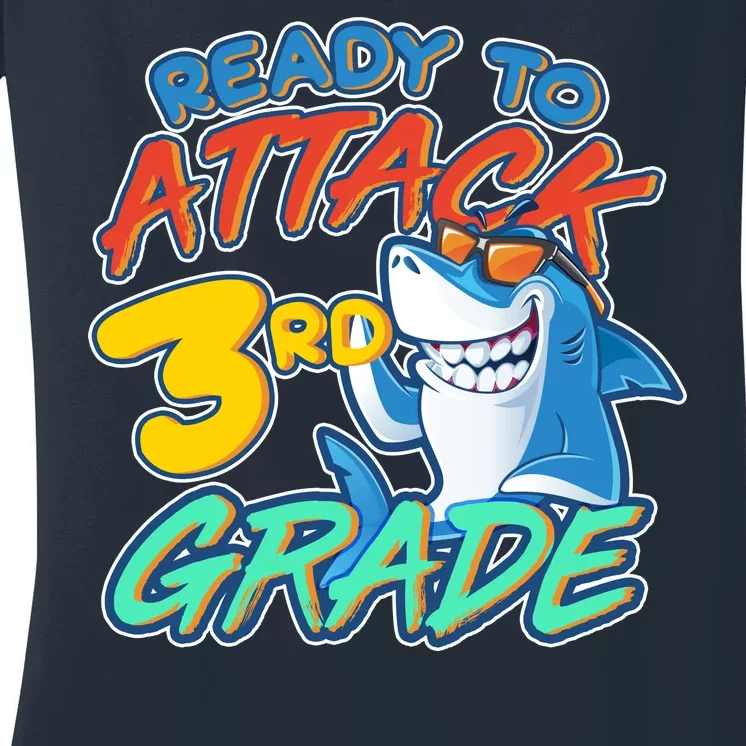 Ready To Attack 3rd Grade Shark Women's V-Neck T-Shirt