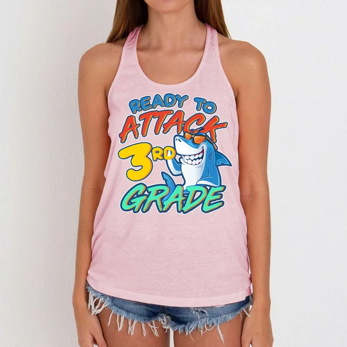 Ready To Attack 3rd Grade Shark Women's Knotted Racerback Tank