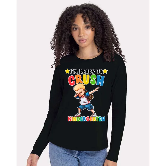 Ready To Crush Kindergarten Dabbing Boy Womens Cotton Relaxed Long Sleeve T-Shirt