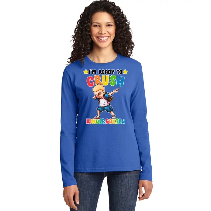 Ready To Crush Kindergarten Dabbing Boy Ladies Long Sleeve Shirt