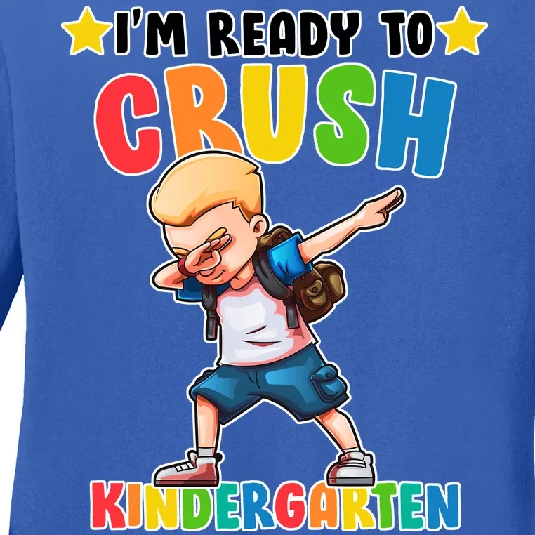 Ready To Crush Kindergarten Dabbing Boy Ladies Long Sleeve Shirt